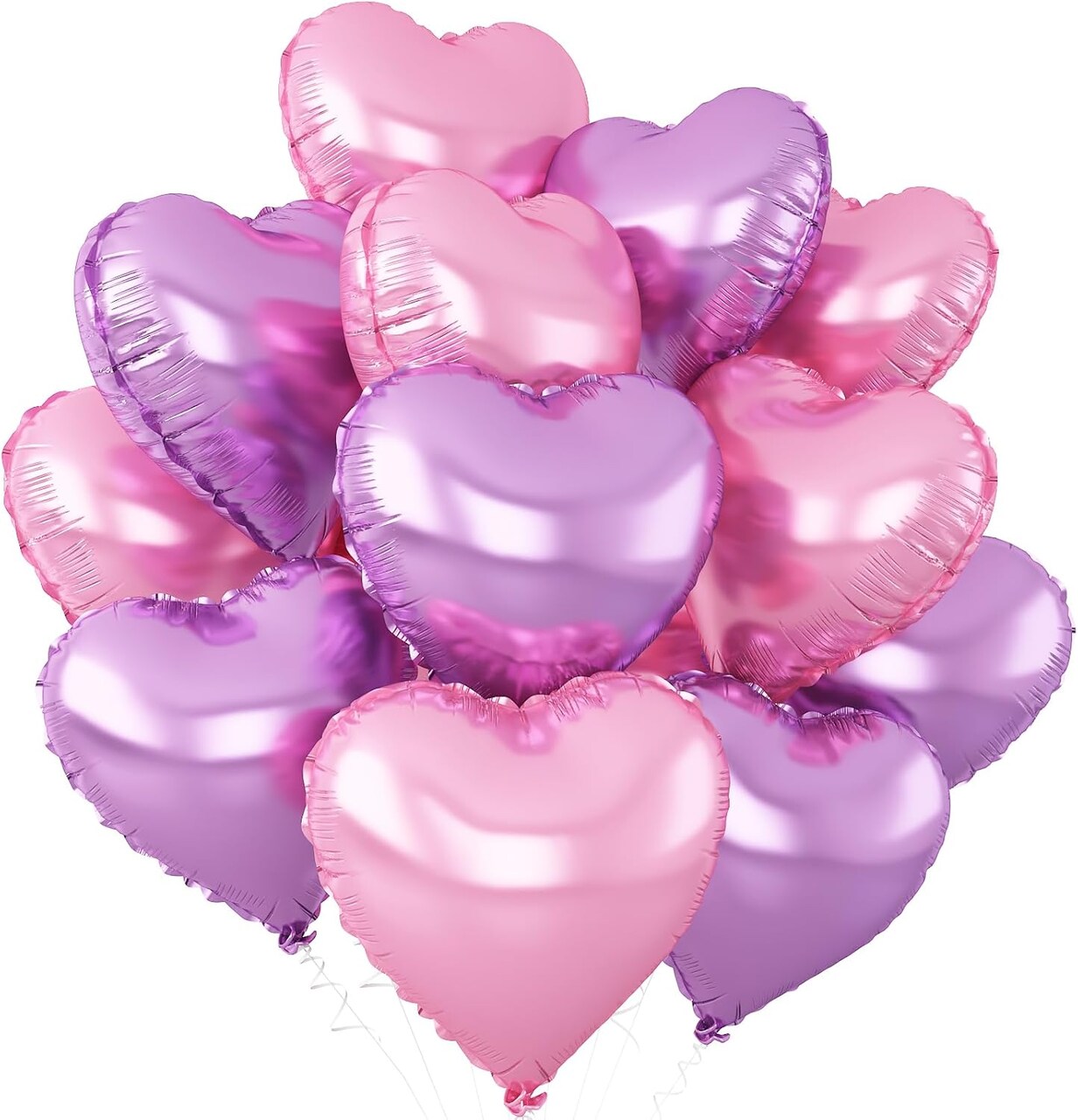 12-Pack 18in Pink & Purple Heart Foil Balloons – Party Decor for Baby Shower, Birthday & Wedding